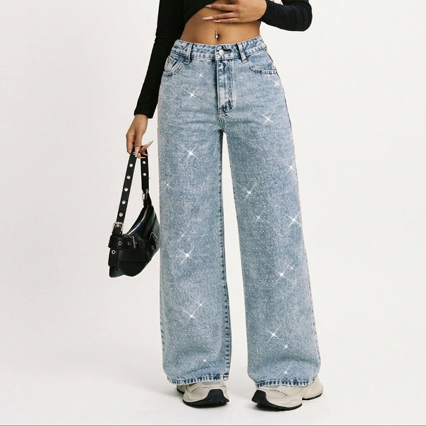 Retro Black Wide-Leg Jeans for Autumn Style