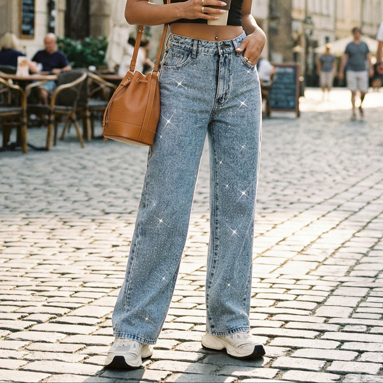 Retro Black Wide-Leg Jeans for Autumn Style