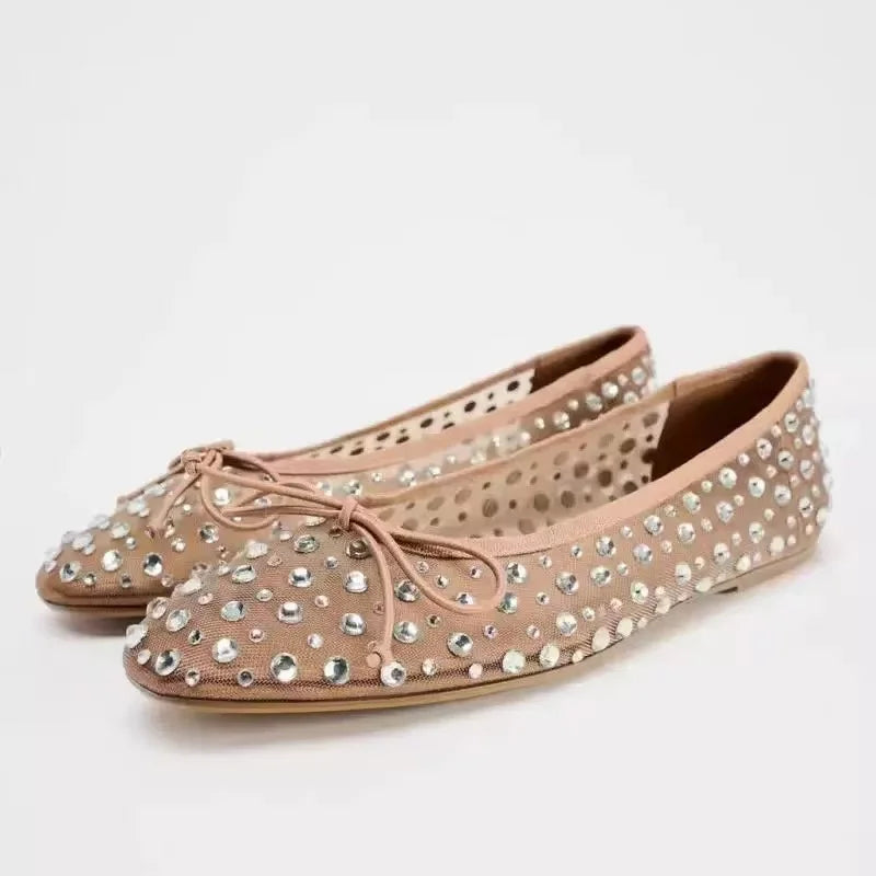 Rhinestone Embellished Ballet Flats for Women 0