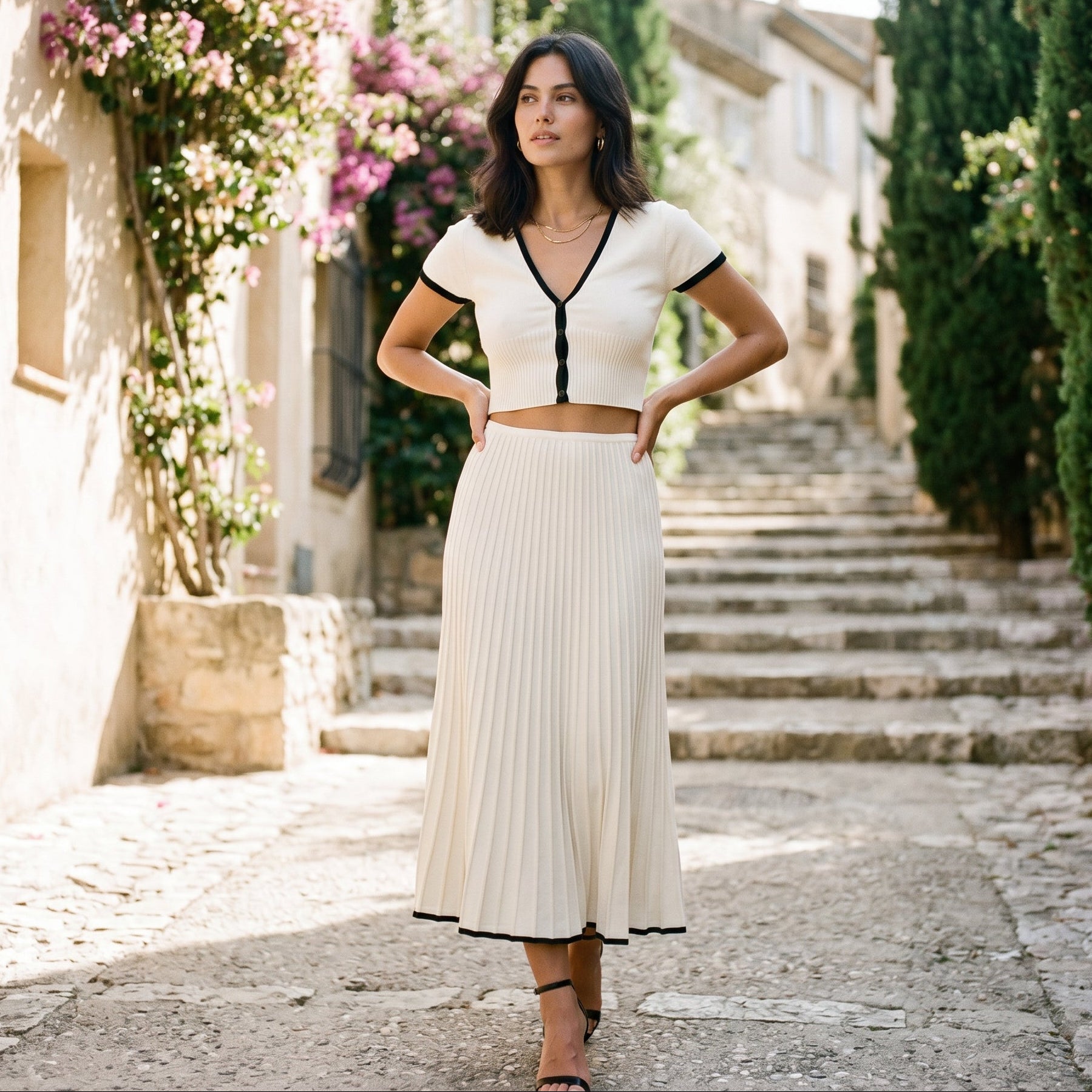 Rina - Elegant White Two Piece Skirt Set DONE 05-06-2026