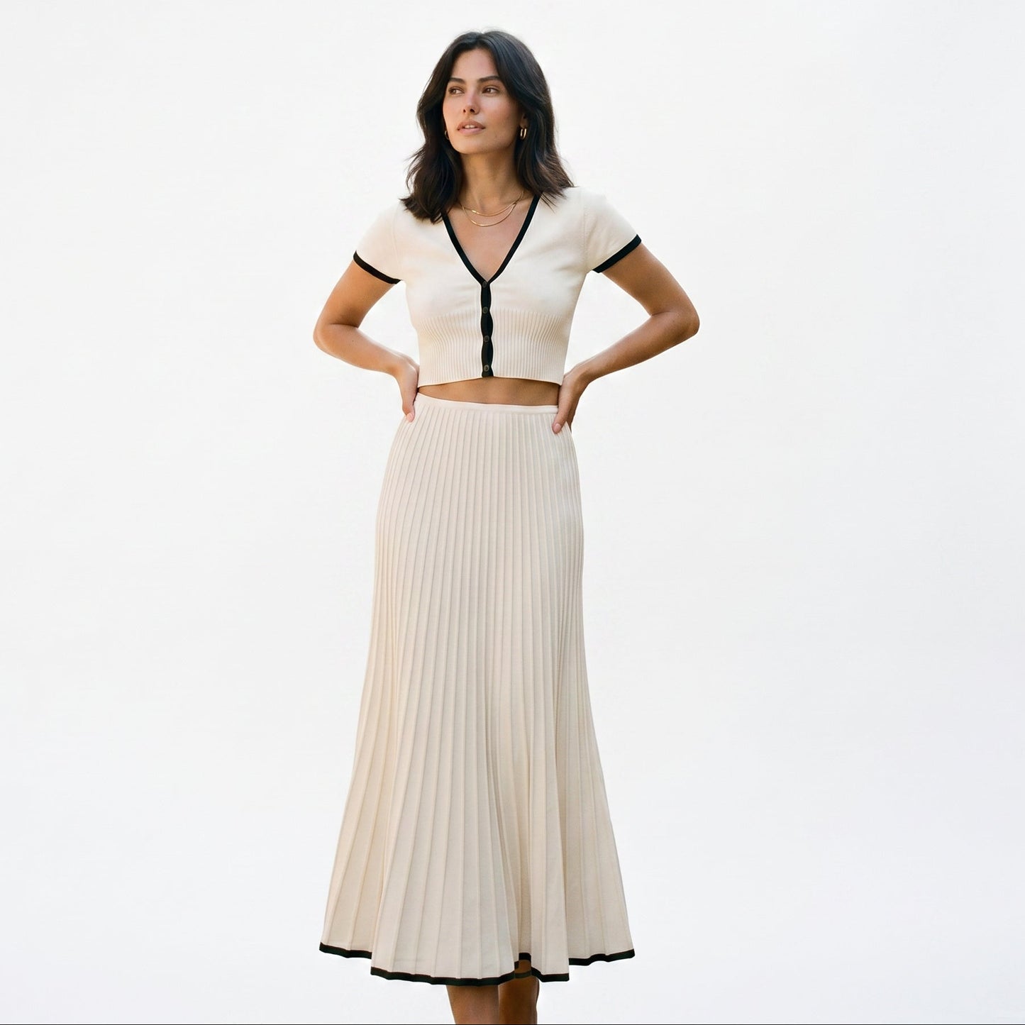 Rina - Elegant White Two Piece Skirt Set DONE 05-06-2026