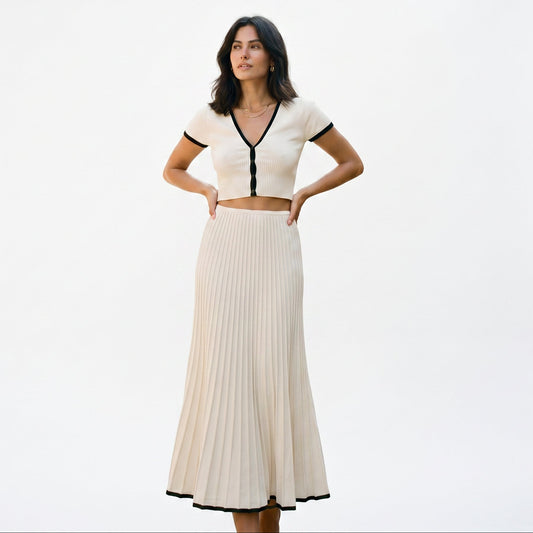 Rina - Elegant White Two Piece Skirt Set DONE 05-06-2026