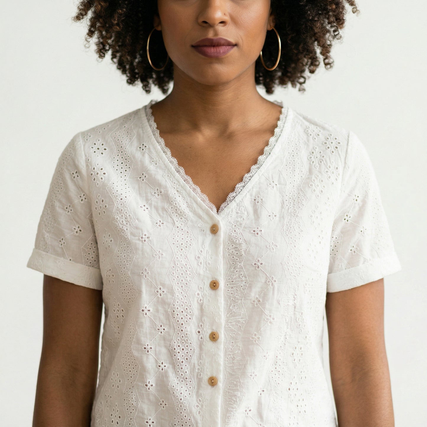 Romantic Vintage Eyelet Lace Blouse