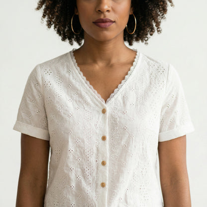 Romantic Vintage Eyelet Lace Blouse