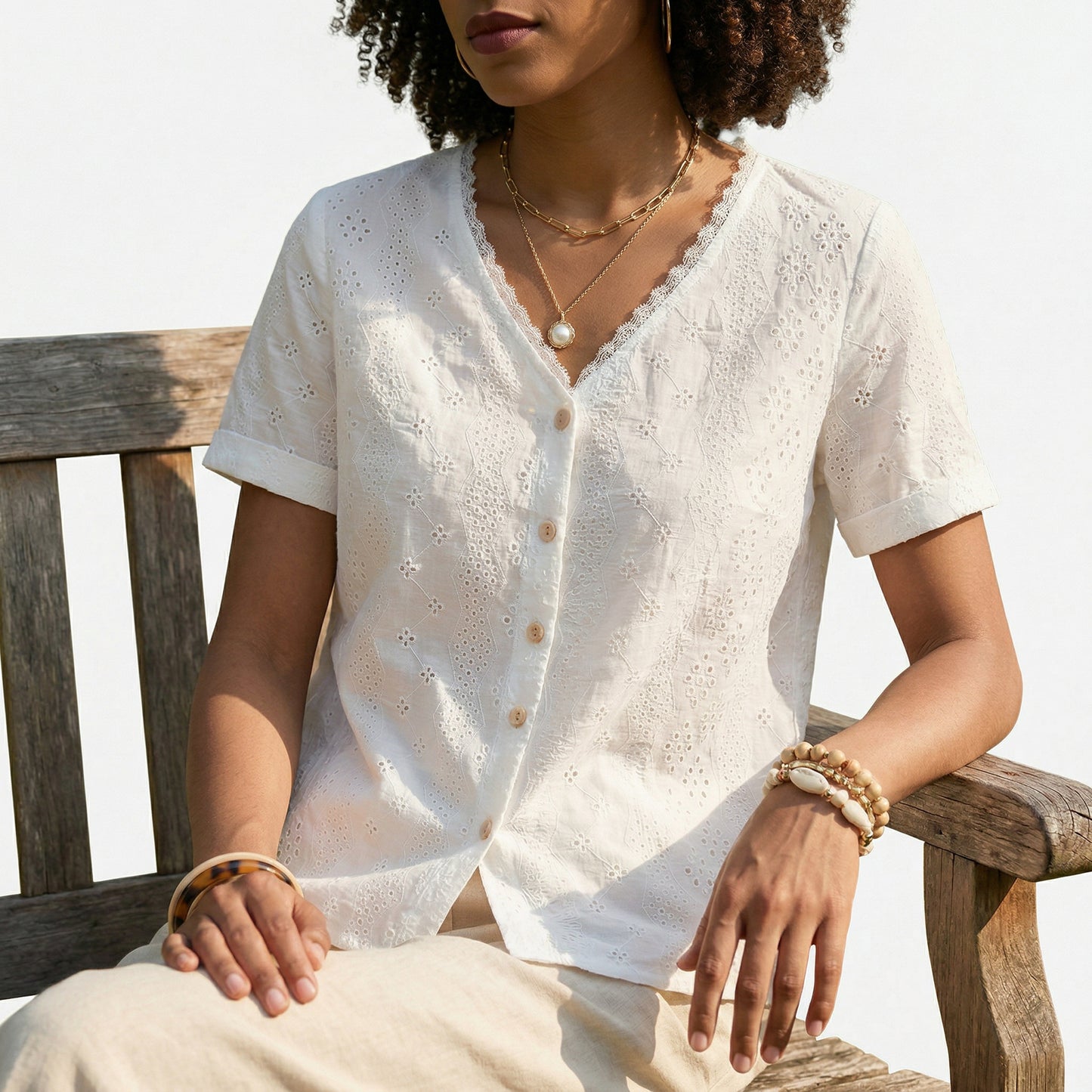 Romantic Vintage Eyelet Lace Blouse