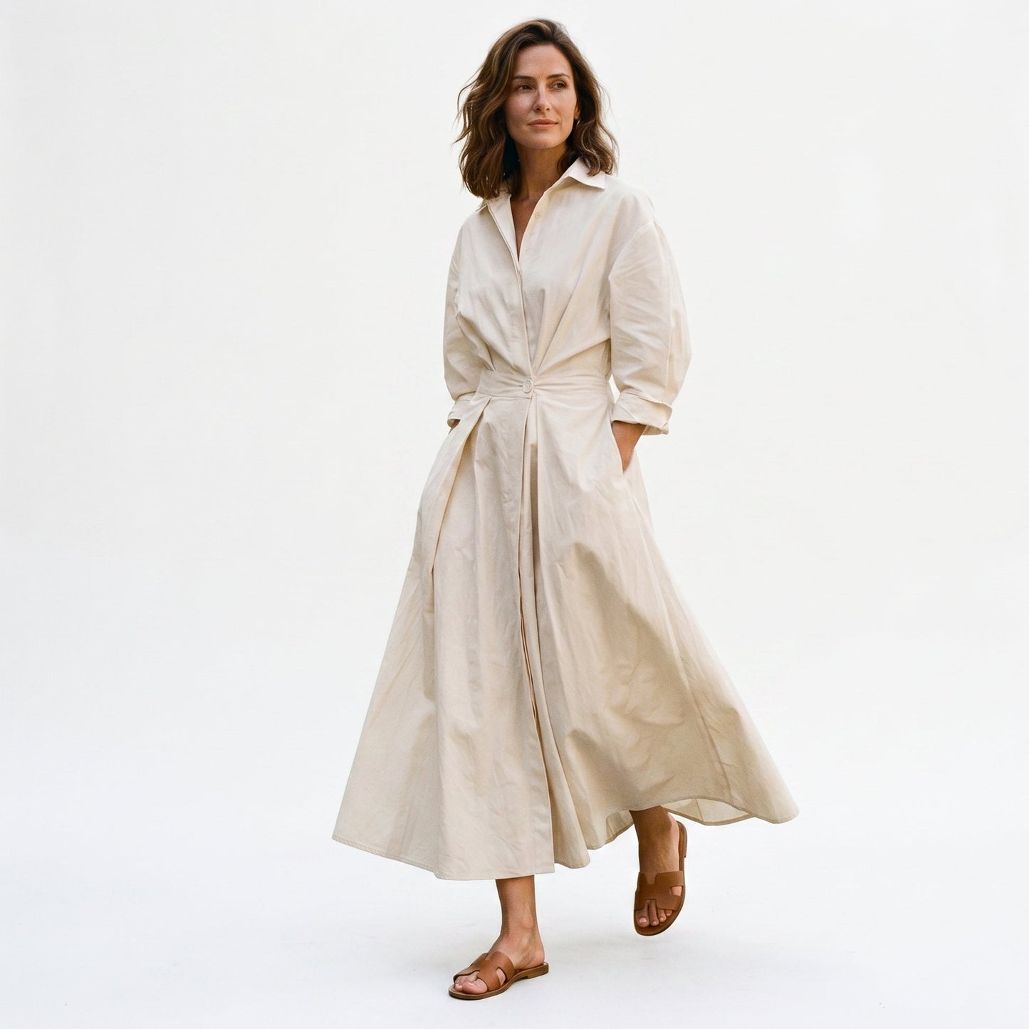 Sabrina - Elegant Midi Dress for Women in Timeless White DONE 05-12-2026