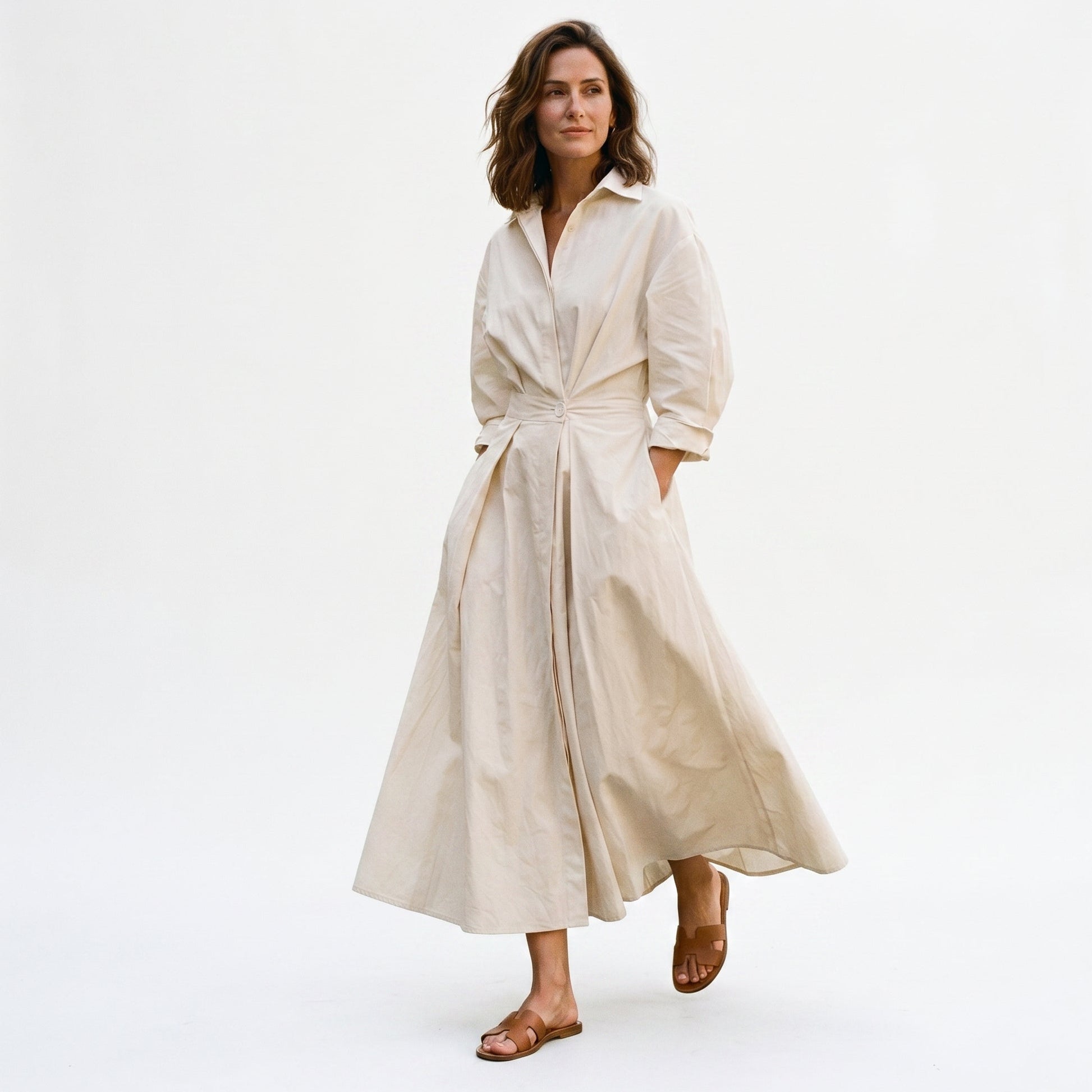 Sabrina - Elegant Midi Dress for Women in Timeless White DONE 05-12-2026