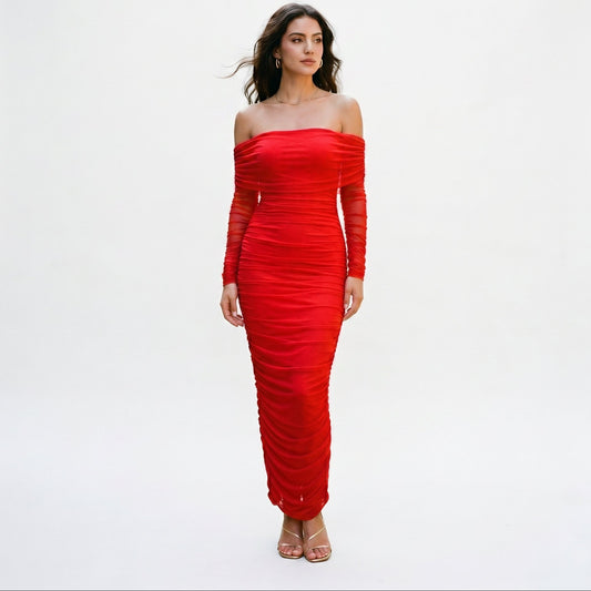 Sabrina - Elegant Off-Shoulder Maxi Dress for Women DONE