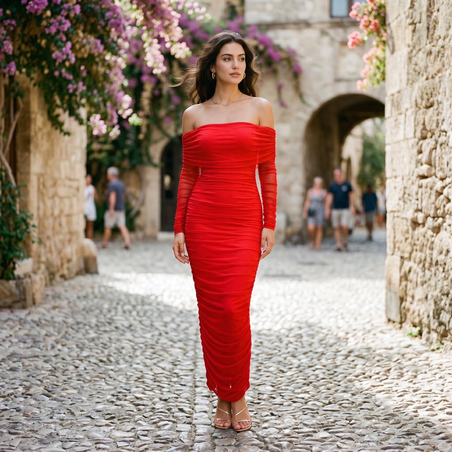 Sabrina - Elegant Off-Shoulder Maxi Dress for Women DONE