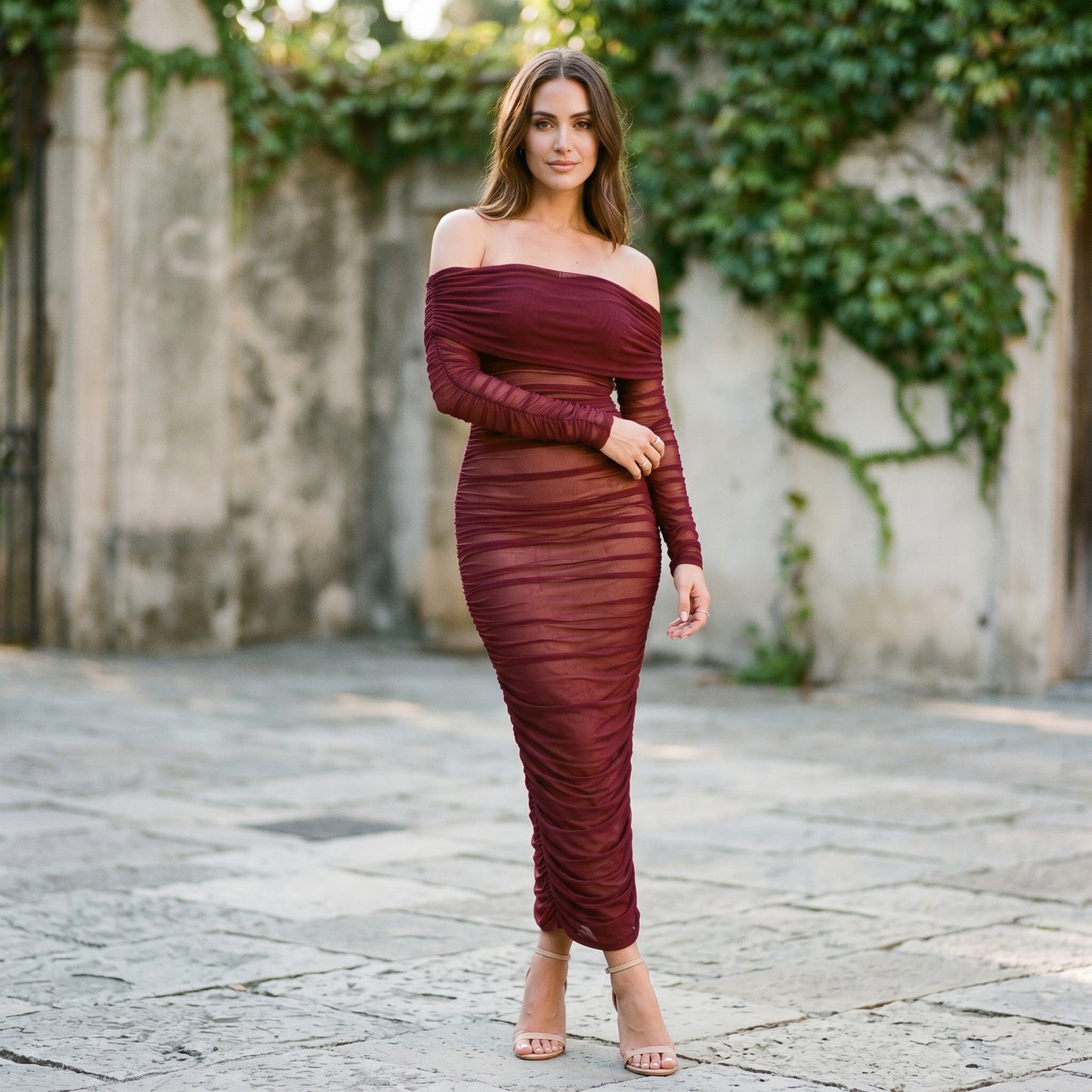 Sabrina - Elegant Off-Shoulder Maxi Dress for Women DONE