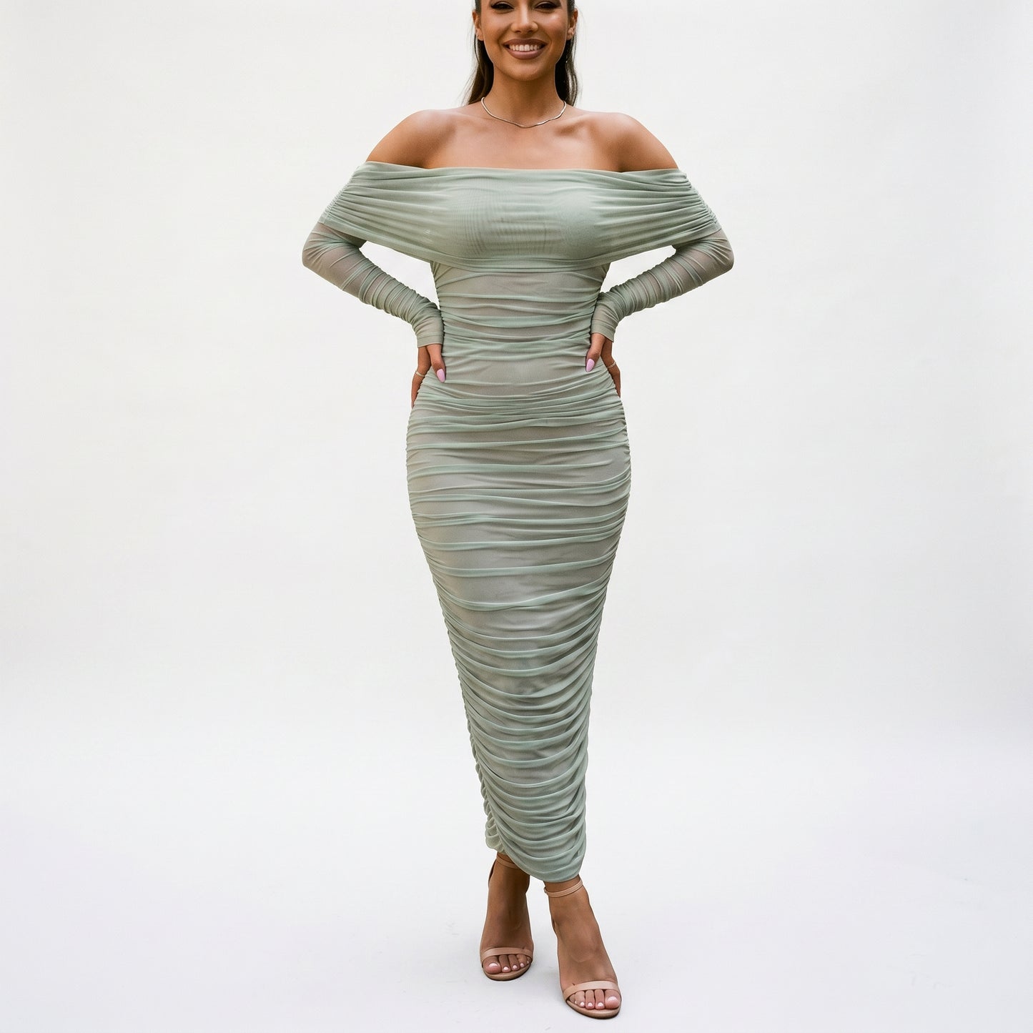 Sabrina - Elegant Off-Shoulder Maxi Dress for Women DONE