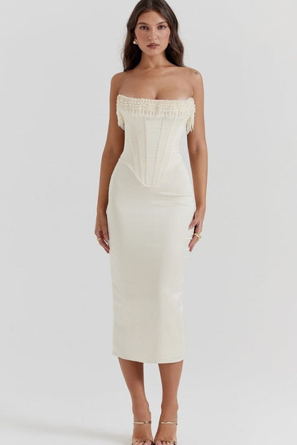 Sabrina - Elegant Strapless White Dress for Weddings 0