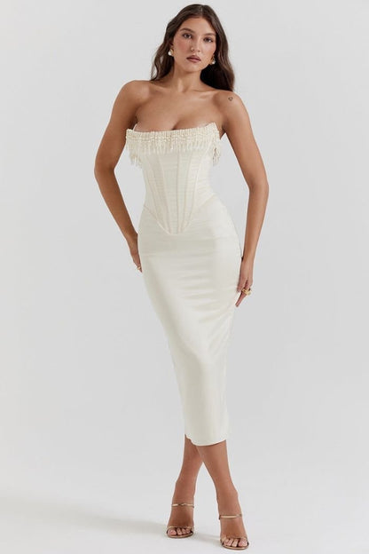 Sabrina - Elegant Strapless White Dress for Weddings 1