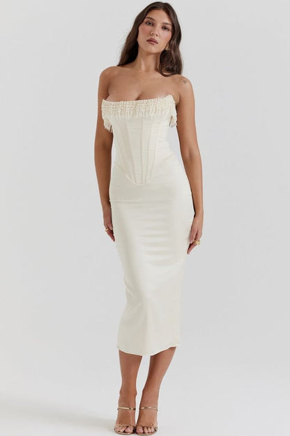Sabrina - Elegant Strapless White Dress for Weddings 2