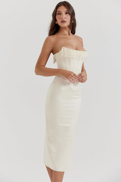 Sabrina - Elegant Strapless White Dress for Weddings 3