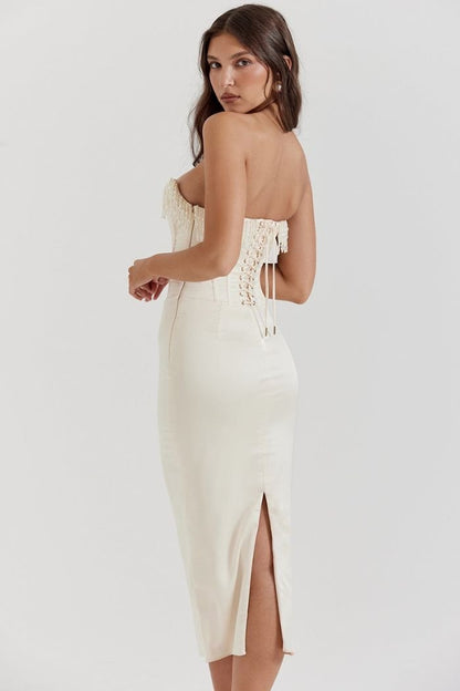 Sabrina - Elegant Strapless White Dress for Weddings 4