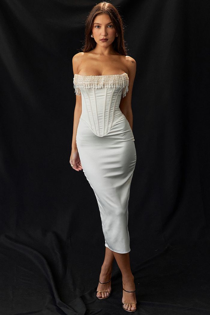 Sabrina - Elegant Strapless White Dress for Weddings 6