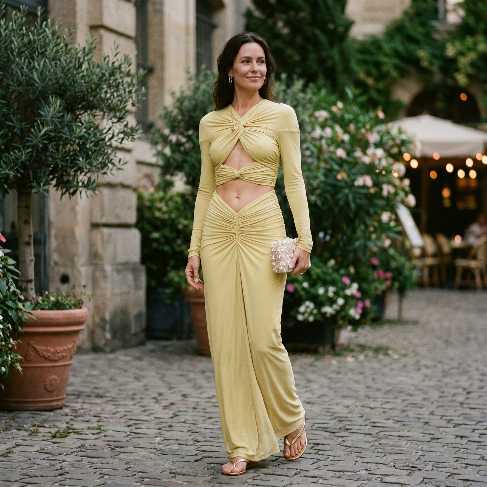 Sanja - Elegant Yellow Maxi Skirt Set for Women