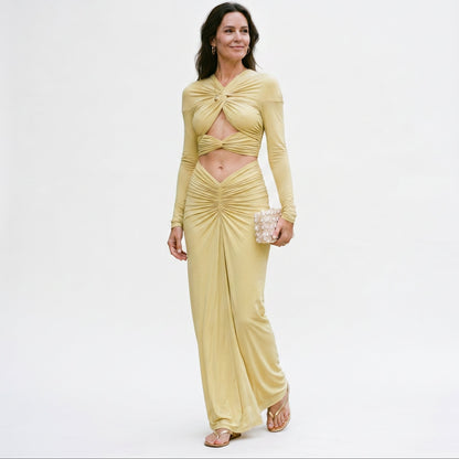 Sanja - Elegant Yellow Maxi Skirt Set for Women