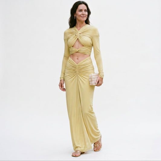 Sanja - Elegant Yellow Maxi Skirt Set for Women