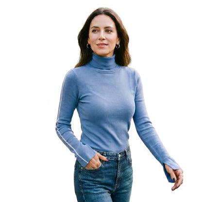 Savannah- Stylish Turtleneck Sweater with Contrast Piping DONE 05-09-2026