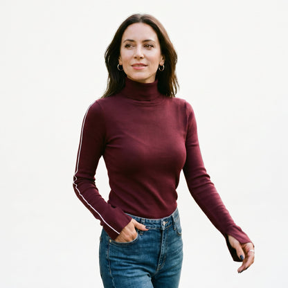 Savannah- Stylish Turtleneck Sweater with Contrast Piping DONE 05-09-2026