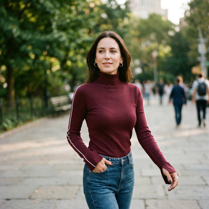 Savannah- Stylish Turtleneck Sweater with Contrast Piping DONE 05-09-2026