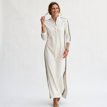 Sophia | Chic White Maxi Dress With Button-Down Collar DONE 05 -21-2026