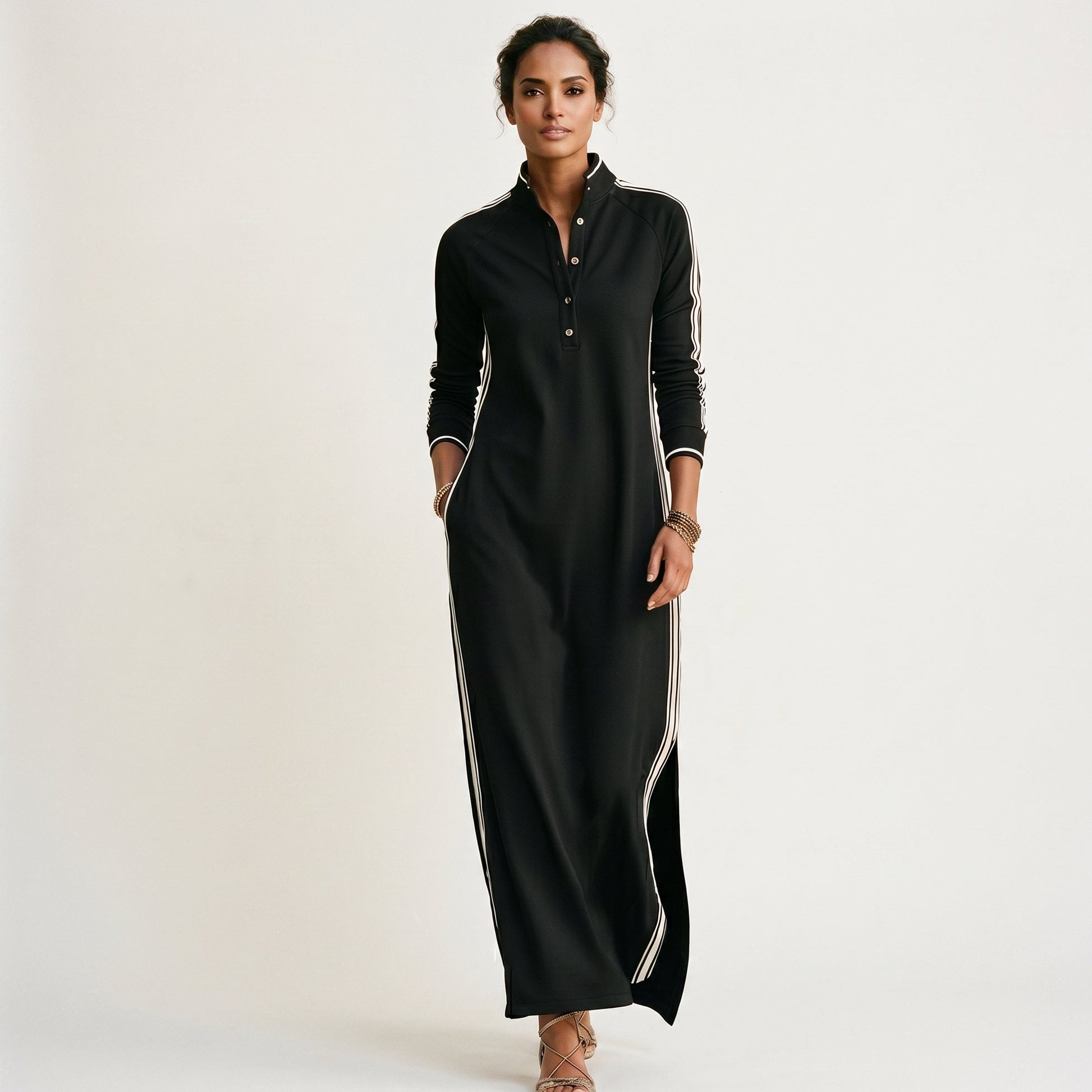 Sophia | Chic White Maxi Dress With Button-Down Collar DONE 05 -21-2026