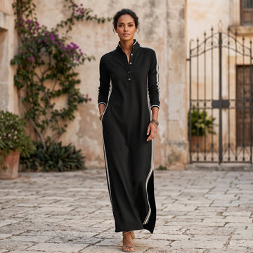 button down maxi dress with sleeves Sophia