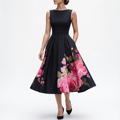 Sophia - Elegant Black Midi Cocktail Dress DONE