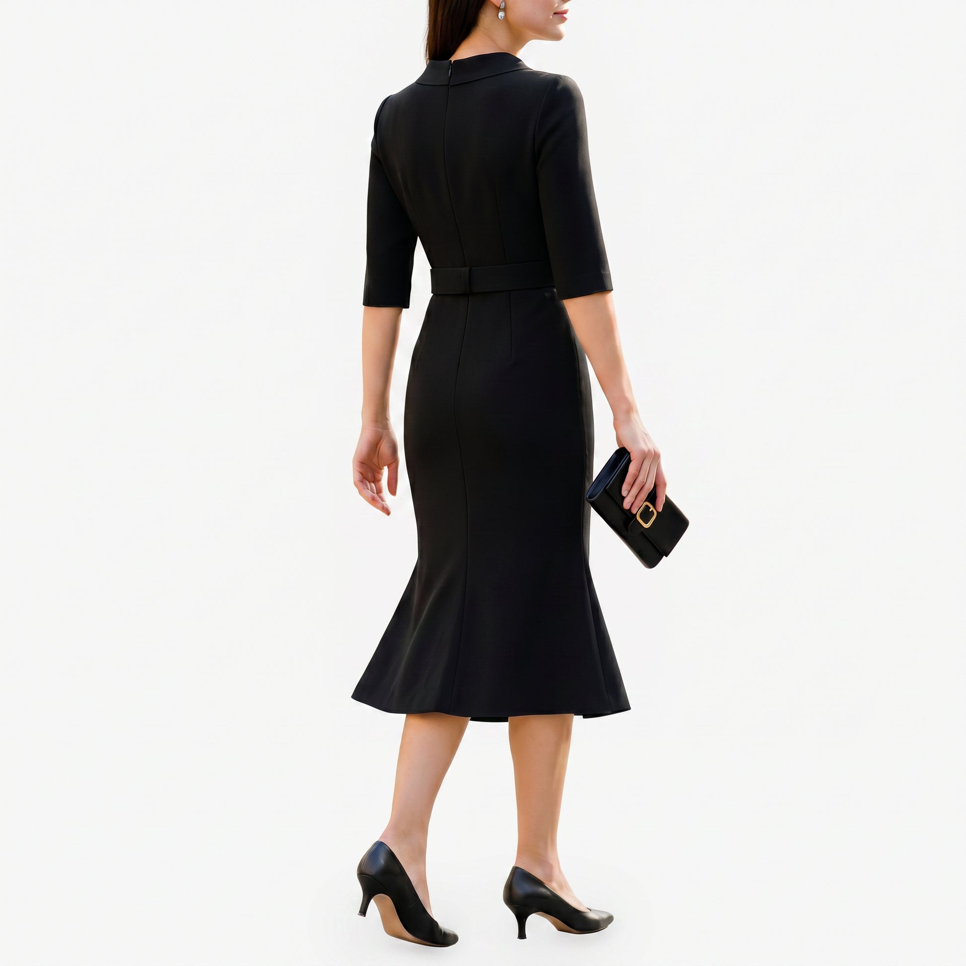 Sophia - Elegant Black Midi Dress for Women DONE