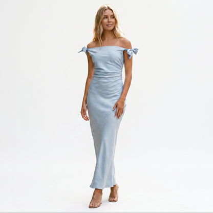 Sophia | Elegant Off-Shoulder Summer Wedding Guest Dress DONE 05-27-2026