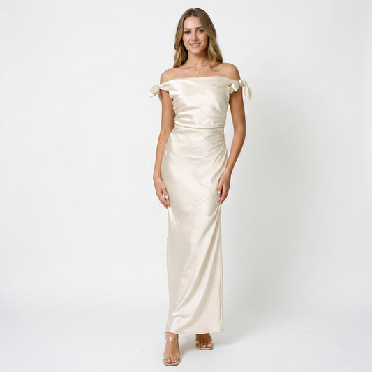 Sophia | Elegant Off-Shoulder Summer Wedding Guest Dress DONE 05-27-2026