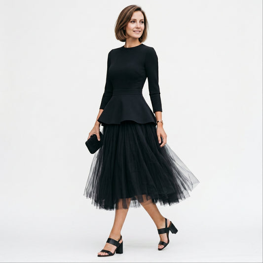 Sophia - Elegant Peplum Top and Midi Skirt Set DONE