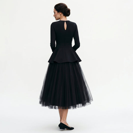 Sophia - Elegant Peplum Top and Midi Skirt Set DONE