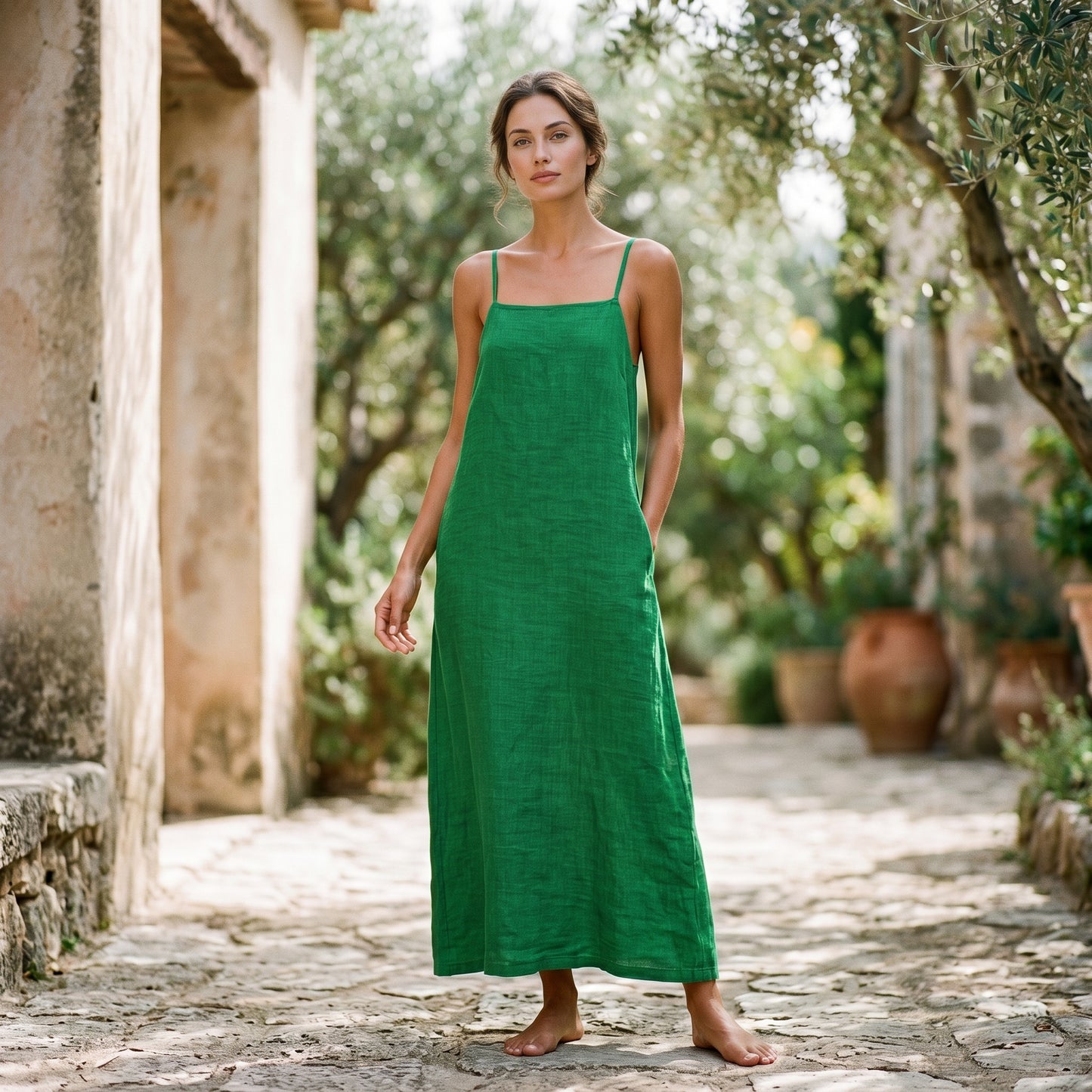 Sophia - Elegant Red Cotton Maxi Dress for Women done 06-22-2026