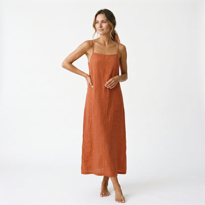 Sophia - Elegant Red Cotton Maxi Dress for Women done 06-22-2026