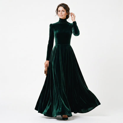 Sophia - Elegant Velvet Long-Sleeve Wedding Guest Gown DONE