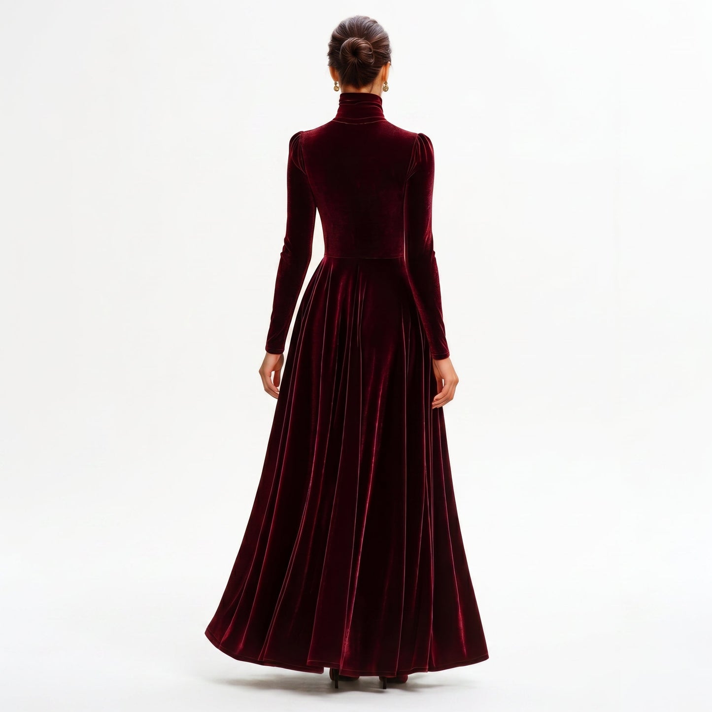 Sophia - Elegant Velvet Long-Sleeve Wedding Guest Gown DONE