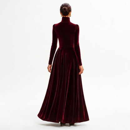 Sophia - Elegant Velvet Long-Sleeve Wedding Guest Gown DONE
