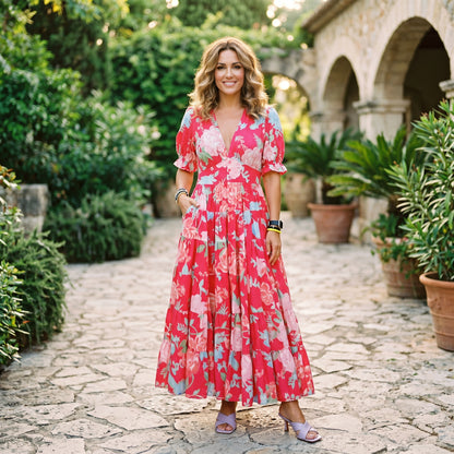 Sophie | Floral Puff Sleeve Maxi Dress for Summer Weddings DONE 06-10-2026