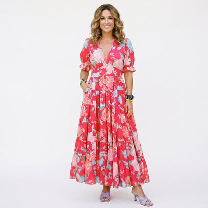 Sophie | Floral Puff Sleeve Maxi Dress for Summer Weddings DONE 06-10-2026