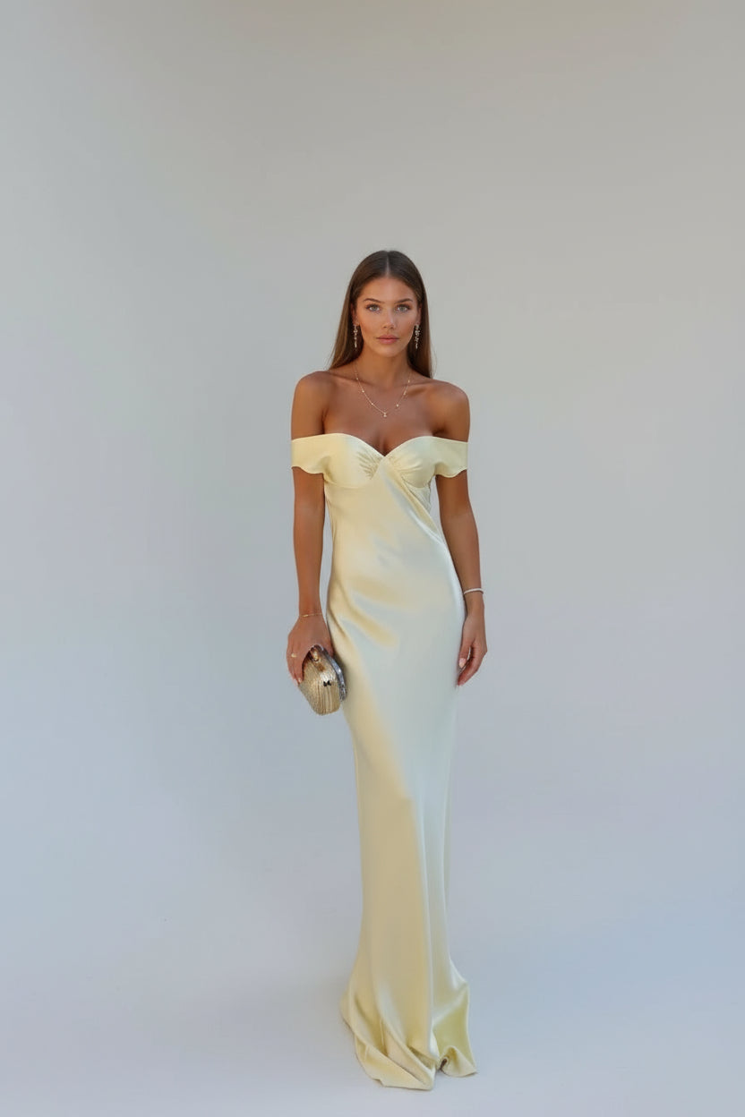 Sophie | Elegant Black Satin Maxi Dress for Women 1