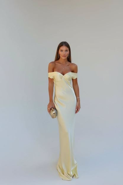Sophie | Elegant Black Satin Maxi Dress for Women 1