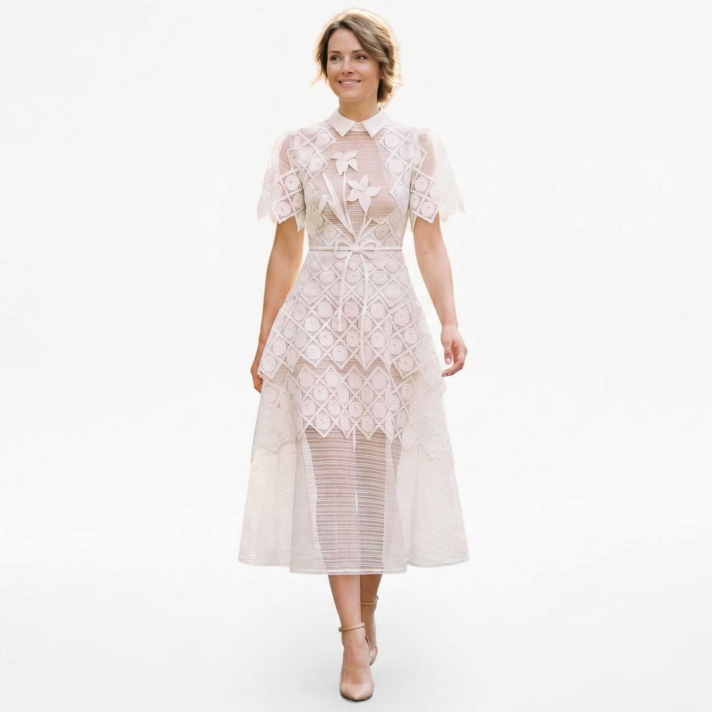 Stacy - Elegant Floral Lace Evening Dress for Formal Events