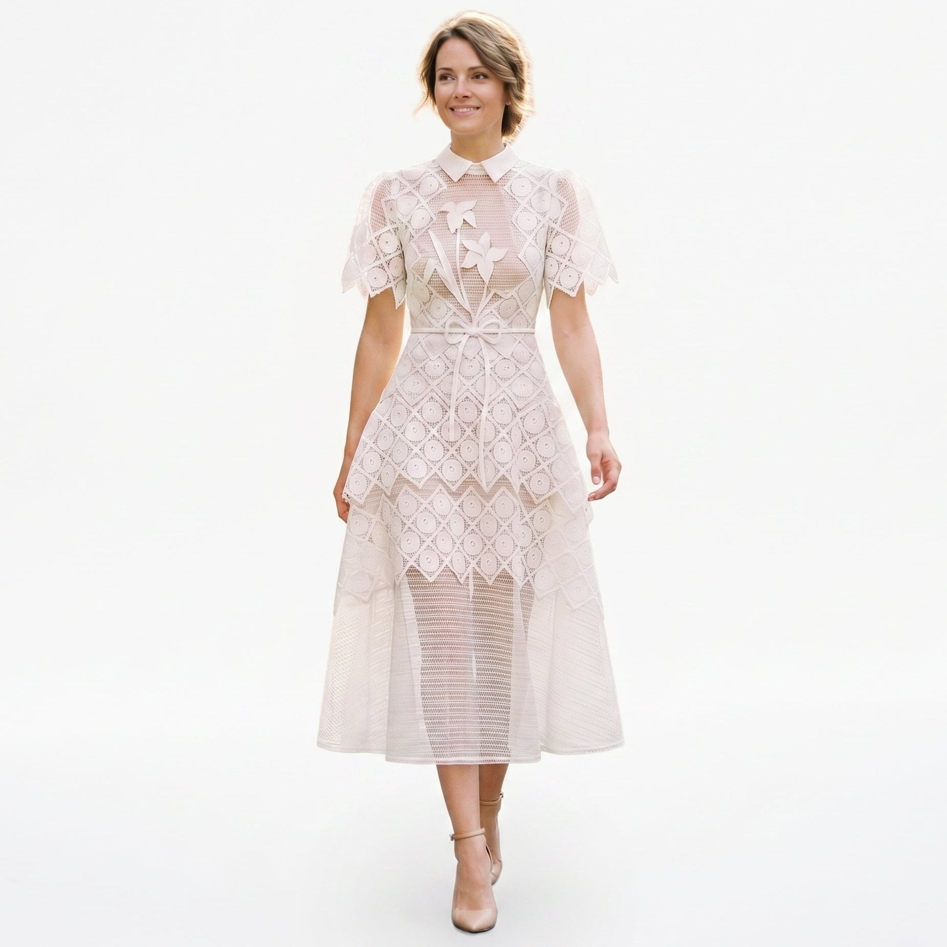 Stacy - Elegant Floral Lace Evening Dress for Formal Events