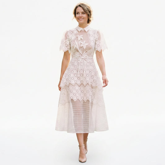 Stacy - Elegant Floral Lace Evening Dress for Formal Events