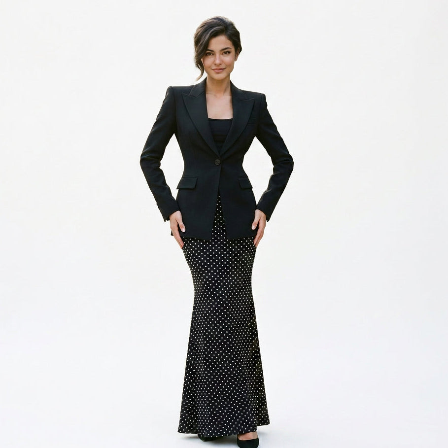 Stella - Elegant Black Polka Dot Women's Business Suit DONE 06-11-2026