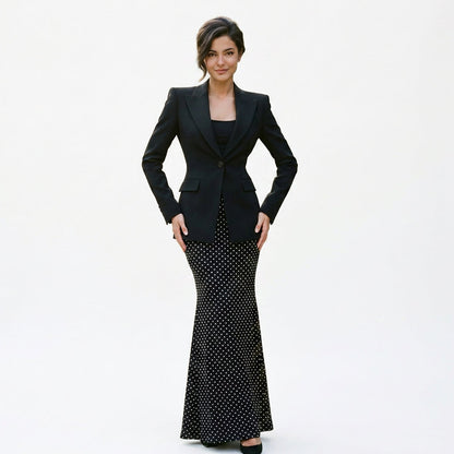 Stella - Elegant Black Polka Dot Women's Business Suit DONE 06-11-2026